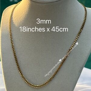 Gold Unisex Cuban Link 18” 3mm